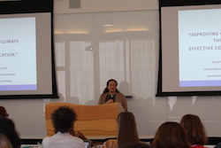 a woman introduces the next speaker